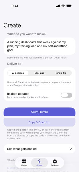 The Create tab with a prompt